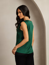 [Mörkgrön] SilkSilky-SE Sleeveless Round Neck Cami Toppar 002