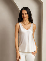 [Ljusgrå] SilkSilky-SE Sleeveless V Neck Cami Toppar 001