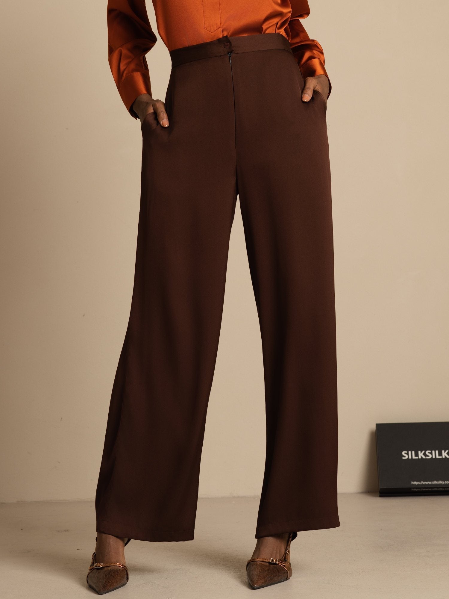 [MörkChoklad] SilkSilky-SE 19Momme Silke Womens Pants 001