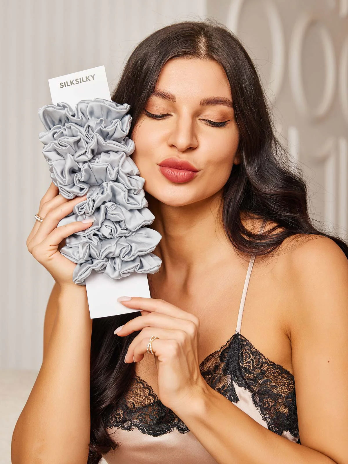 [Ljusgrå] SilkSilky-SE 19Momme Rent Silke Scrunchie 002