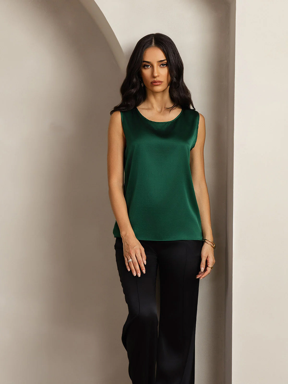 [Mörkgrön] SilkSilky-SE 19Momme Silke Camisoles 003,