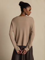 [Tan] SilkSilky-SE Long Sleeve Dam Cardigan 002