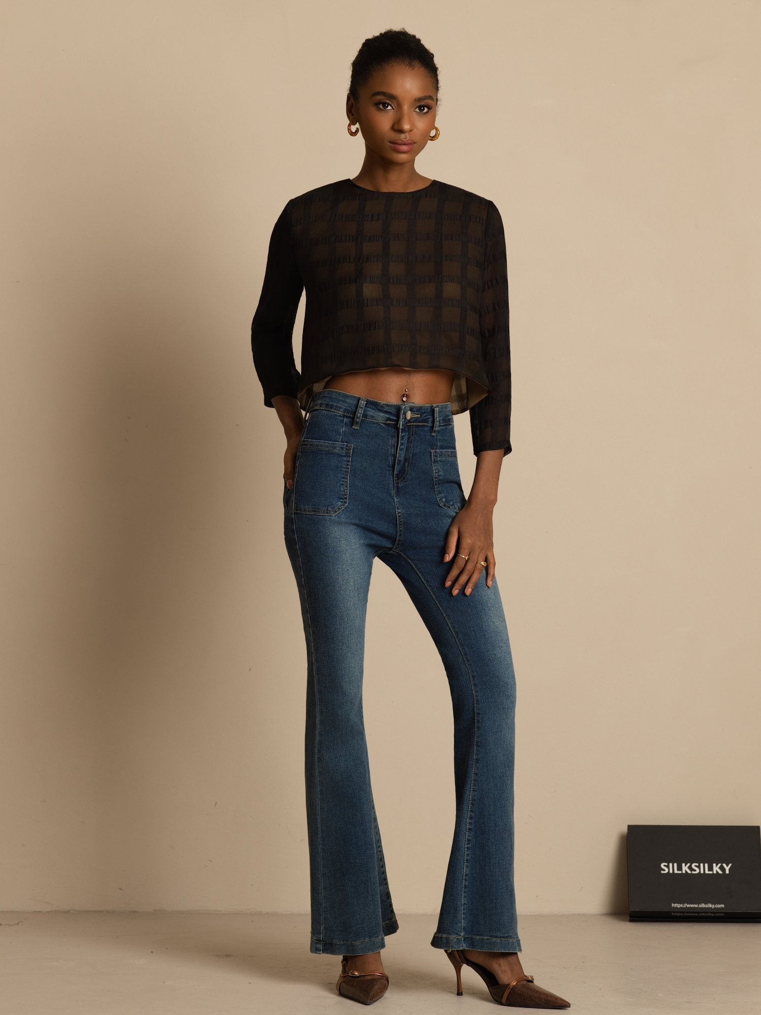 [Svart] SilkSilky-SE Blouse 006