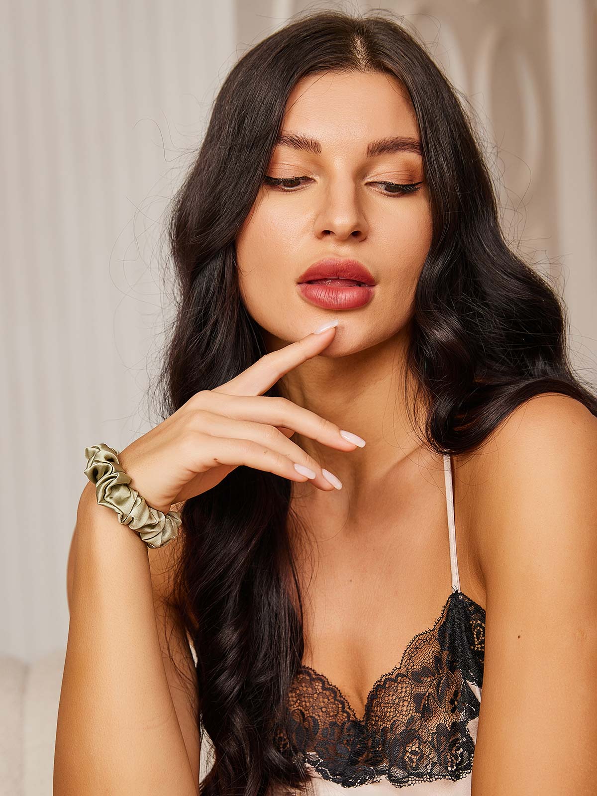 [Mintgrön] SilkSilky-SE 19Momme Rent Silke Scrunchie 002