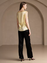 [Ljusgul] SilkSilky-SE Sleeveless Round Neck Cami Toppar 002