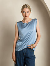 [Gråblå] SilkSilky-SE Sleeveless Round Neck Cami Toppar 001