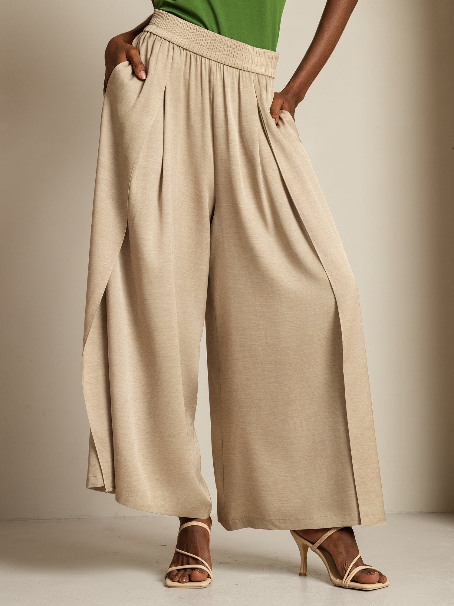 [Tan] SilkSilky-SE 19Momme Silke Womens Pants 001