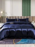 SilkSilky SE 25Momme Rent Silke Bedding Set Mörkblå 002