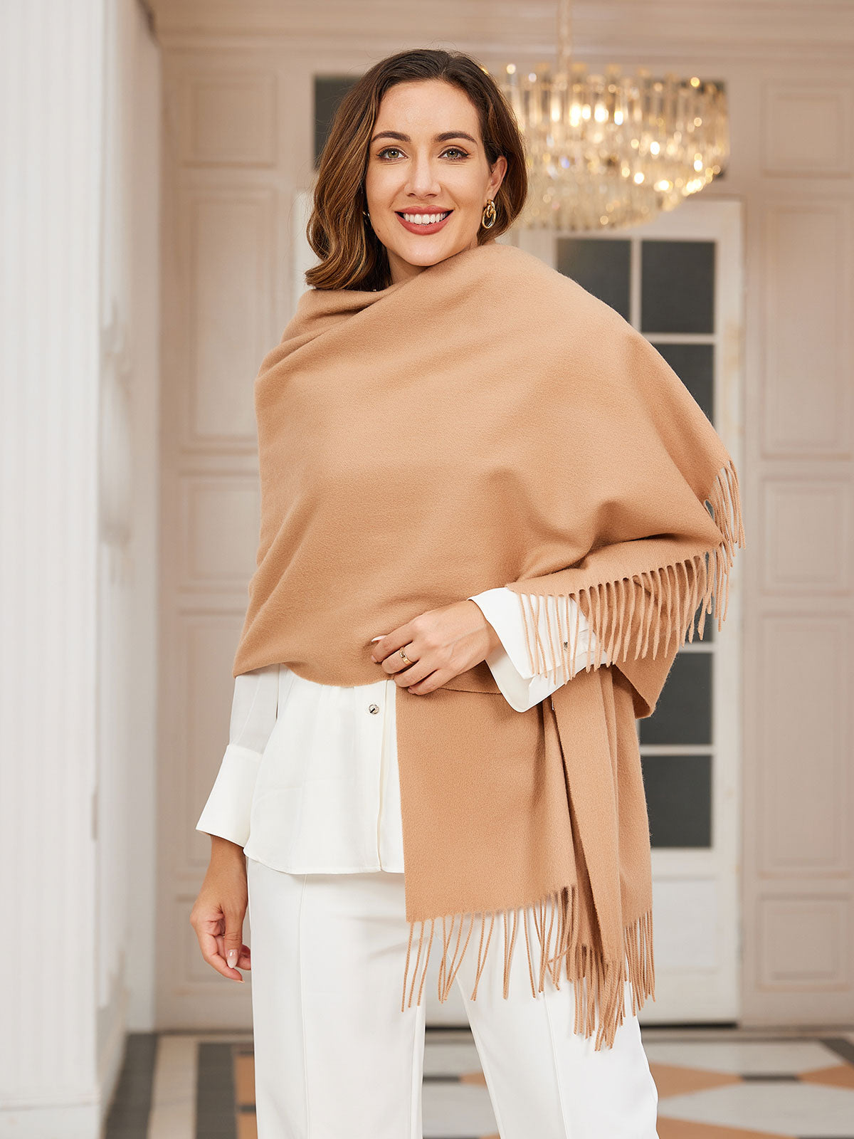 [Tan] SilkSilky-SE Ull Scarf 003