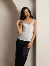 [Silver] SilkSilky-SE Sleeveless V Neck Cami Toppar 007