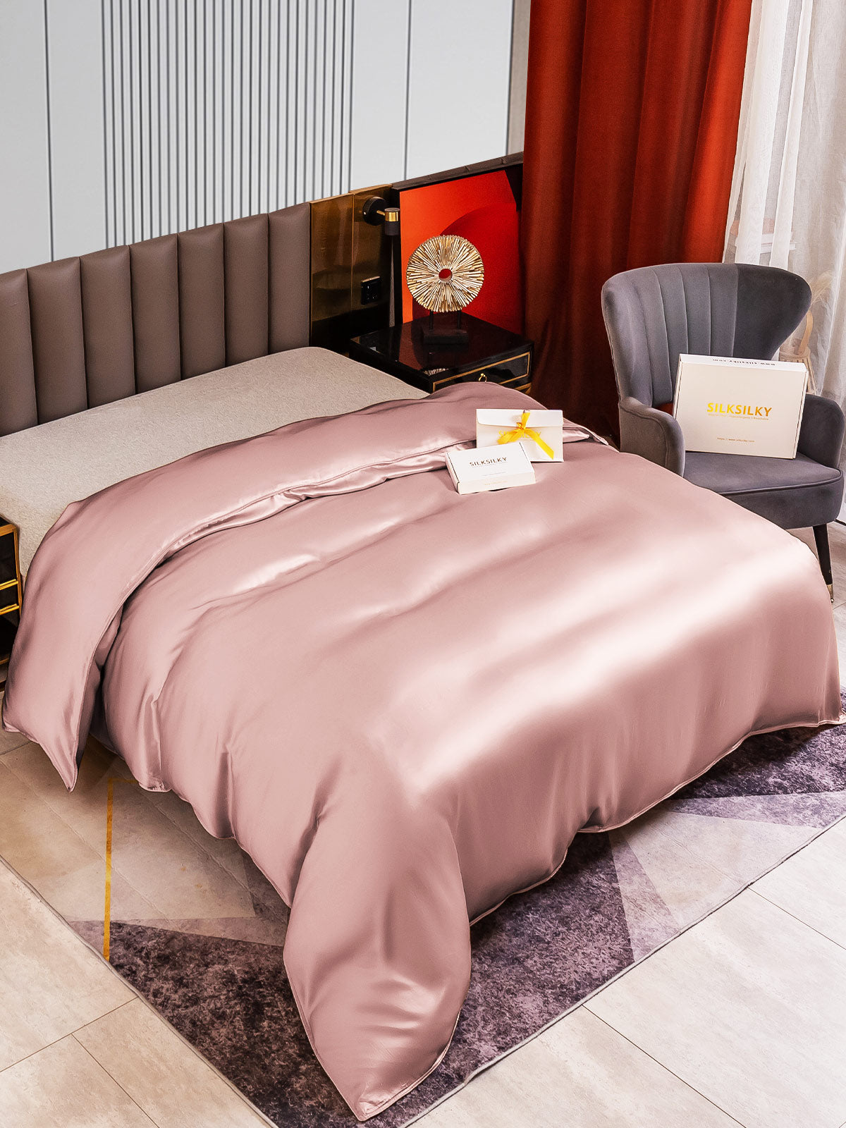 SilkSilky SE 22Momme Rent Silke Duvet Cover BlekMauve 002