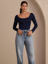 [Mörkblå] SilkSilky-SE Long Sleeve Womens T-Shirt 004