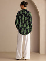 [Svart Mossa] SilkSilky-SE Long Sleeve Lapel Collar Blus 002