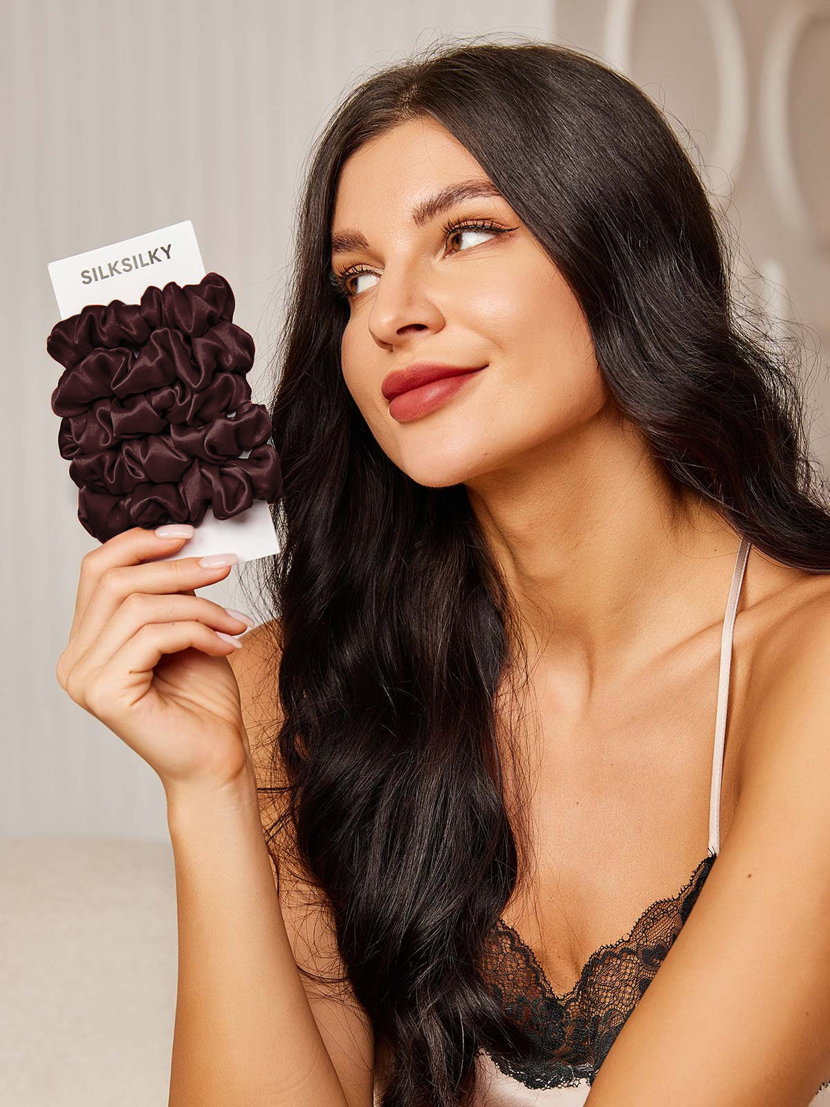 [Brun] SilkSilky-SE 19Momme Rent Silke Scrunchie 001