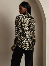 [Leopard] SilkSilky-SE Long Sleeve Lapel Collar Damskjorta 002