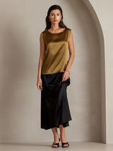 [Brun] SilkSilky-SE Sleeveless Round Neck Cami Toppar 001