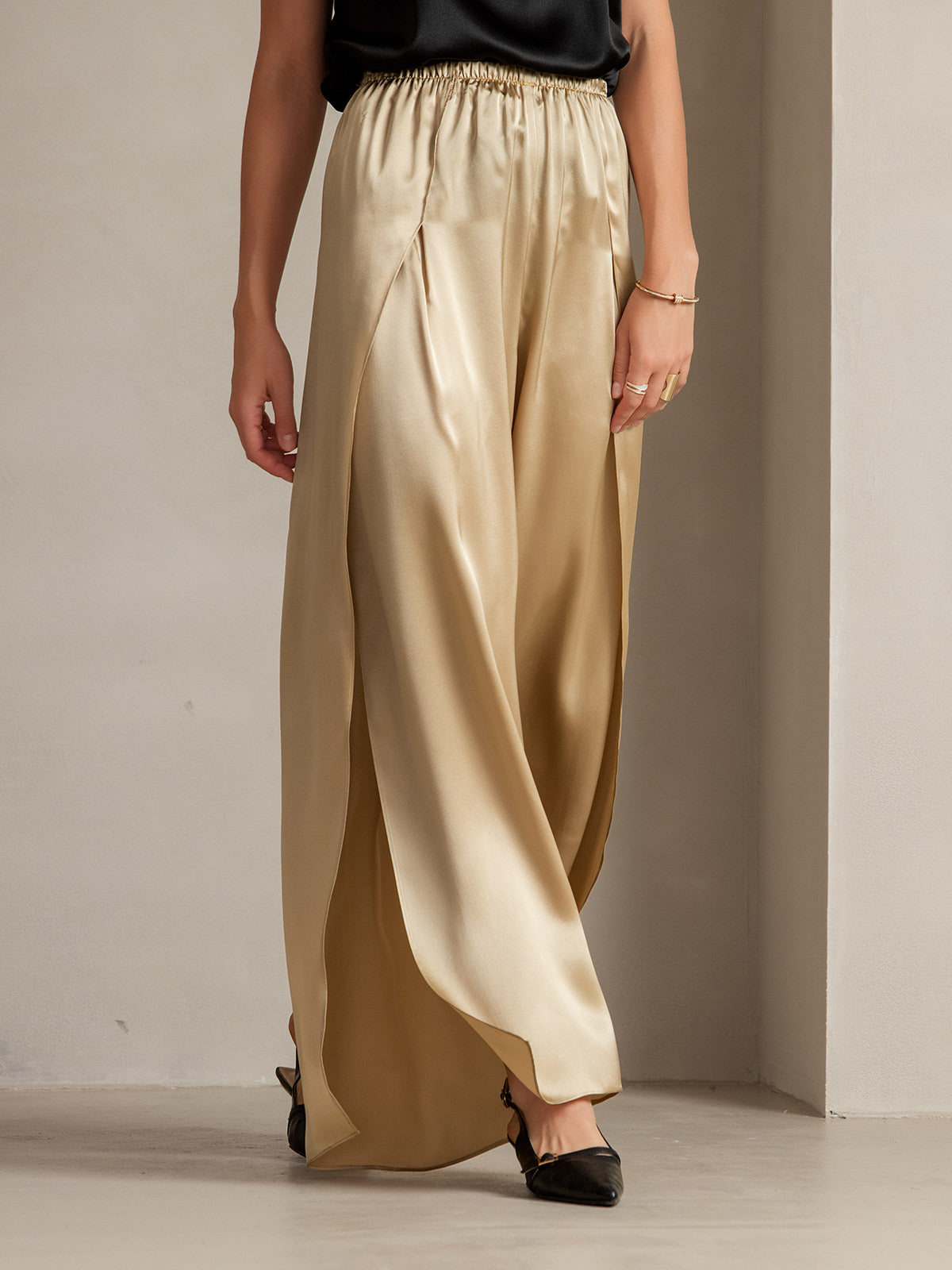 [Champagne] SilkSilky-SE 19Momme Silke Womens Pants 010