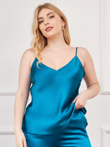 [Kungsblått] SilkSilky-SE Spaghetti Rem V Ringning Plus Storlek Cami Toppar 003