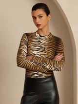 [Tiger] SilkSilky-SE Lång Ärm Mockkrage Dam T-Shirt 004