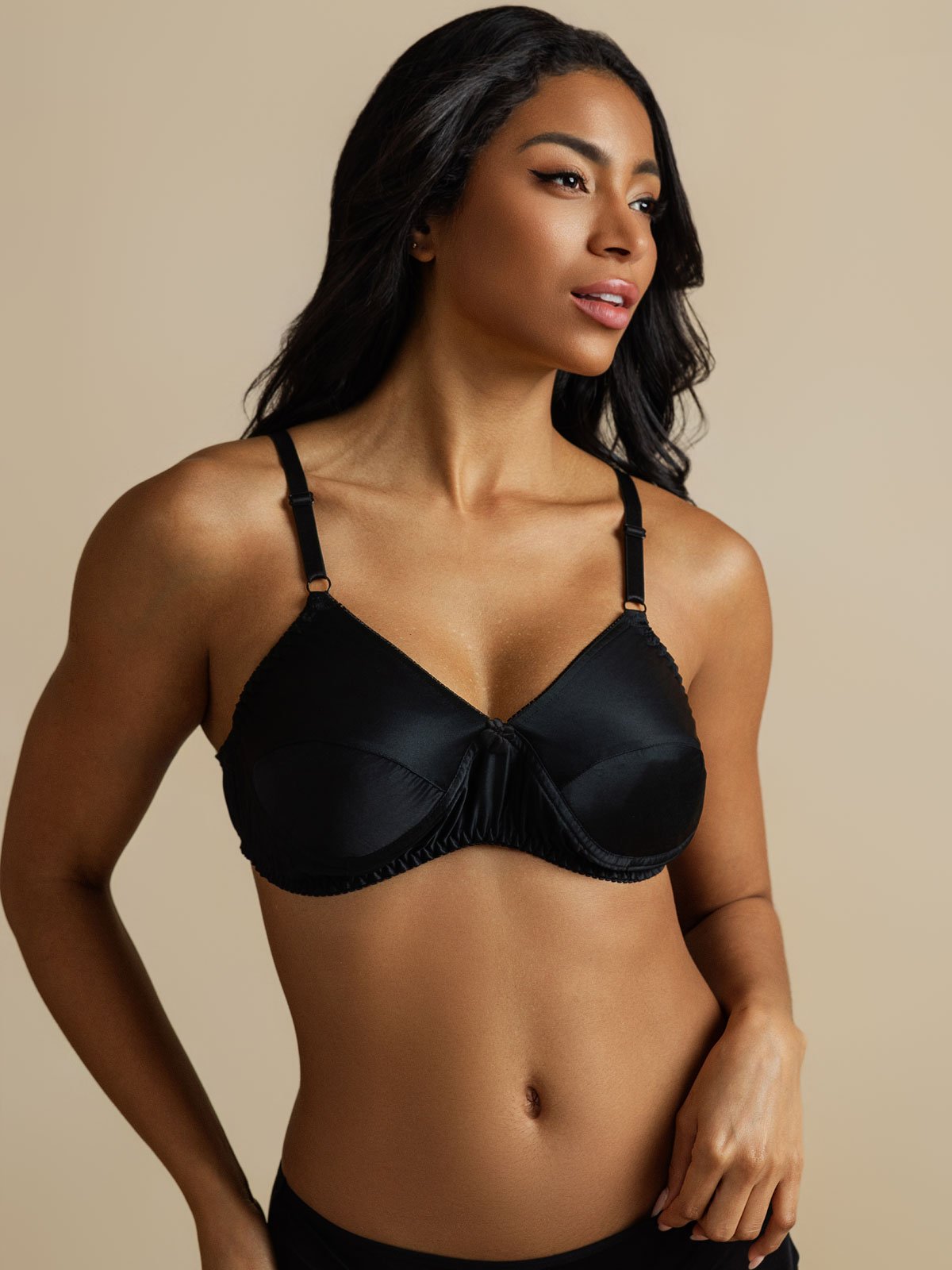 [Svart] SilkSilky-SE Rent Silke Bra 001,