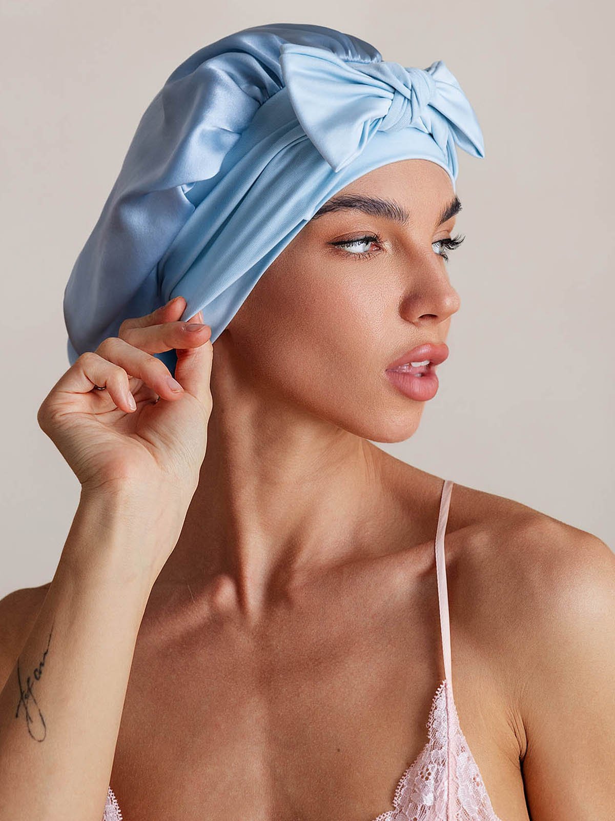 SilkSilky-SE Rent Silke Sleep Cap Himmelsblå 003