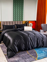 [Svart] SilkSilky-SE 25Momme Rent Silke Bedding Set 002