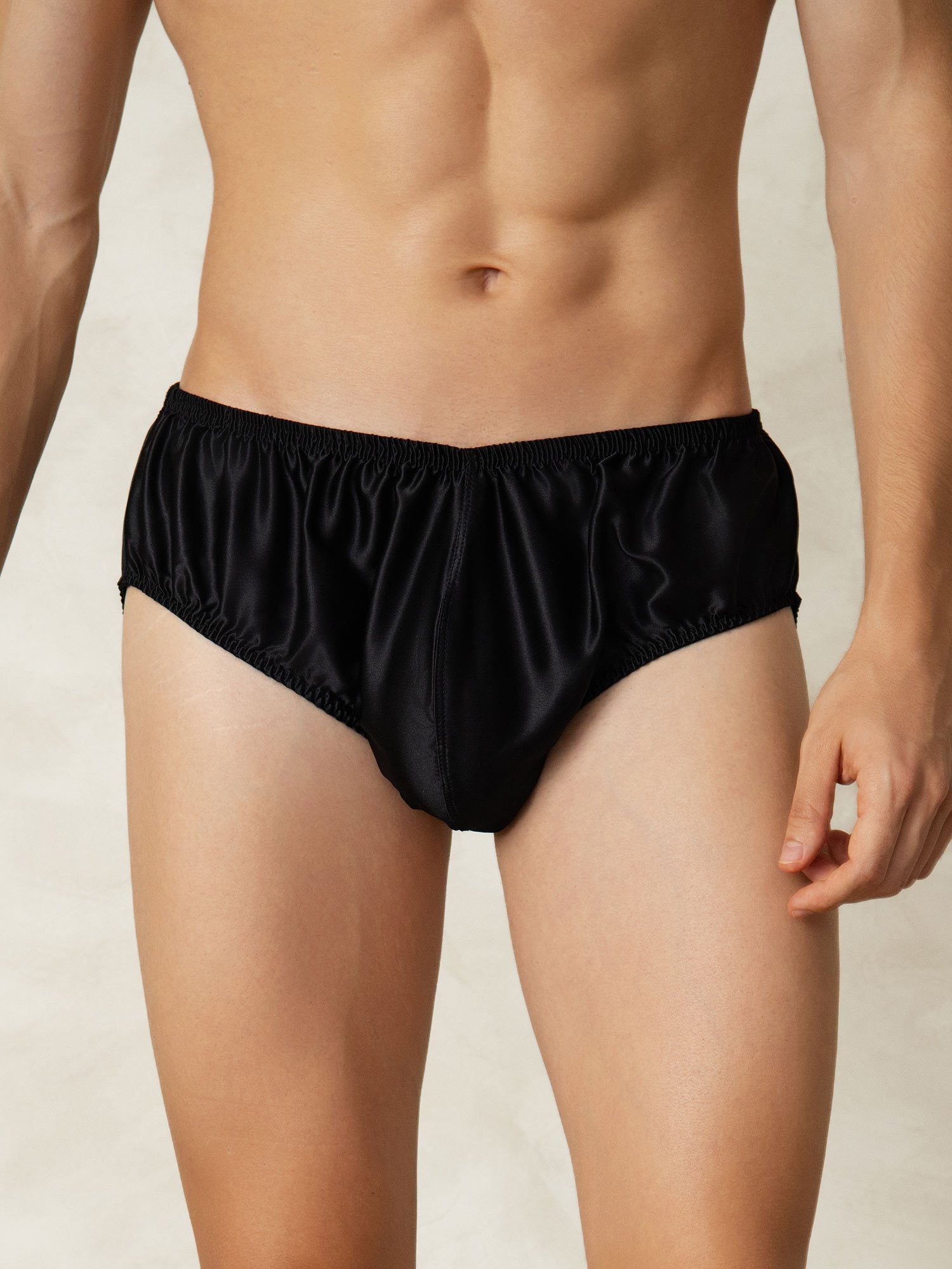 [Svart] SilkSilky-SE Rent Silke Mens Underwear 001