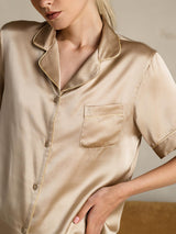 [Champagne] SilkSilky-SE Short Sleeve Lapel Collar Dam Pyjama 008
