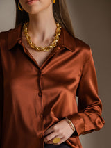 [Kola] SilkSilky-SE Long Sleeve Lapel Collar Damskjorta 006