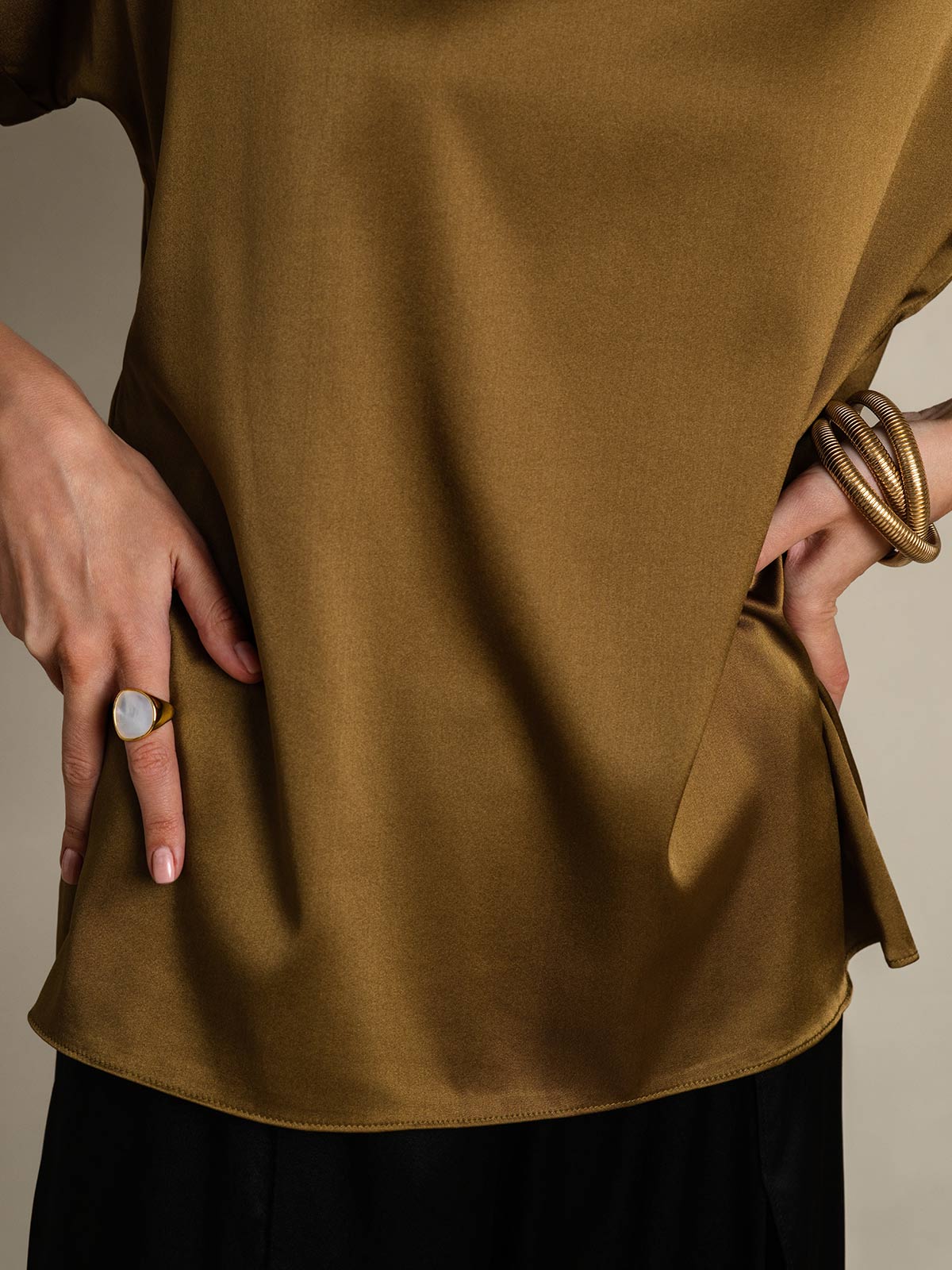 [Brun] SilkSilky-SE 19Momme Silke Womens T-Shirt 008,