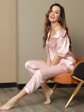 SilkSilky SE Rent Silke Kort Ärm Slag Dam Pyjama Rosa 005