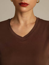 [Kaffe] SilkSilky-SE Short Sleeve V Neck Dam T-Shirt 004
