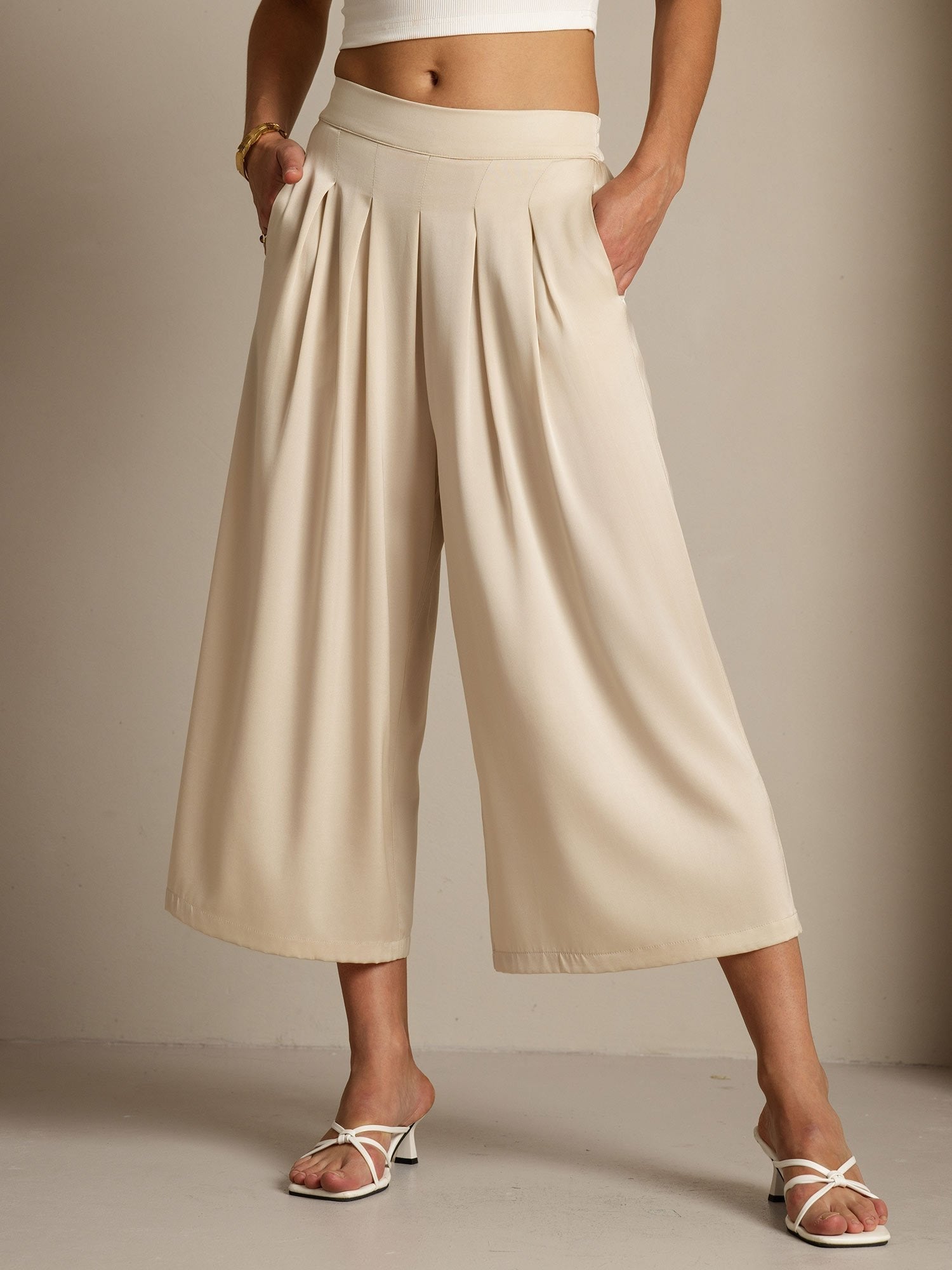 [Beige] SilkSilky-SE 19Momme Silke Womens Pants 001