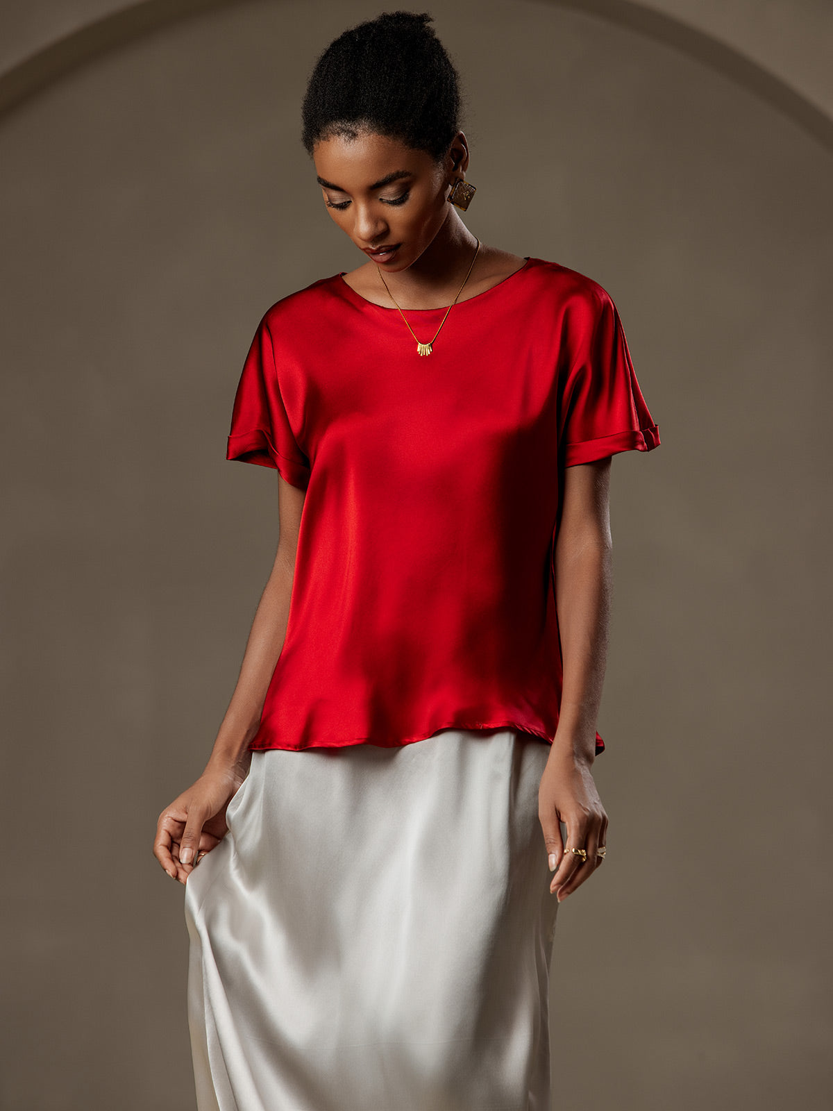 [Vin] SilkSilky-SE 19Momme Silke Womens T-Shirt 004