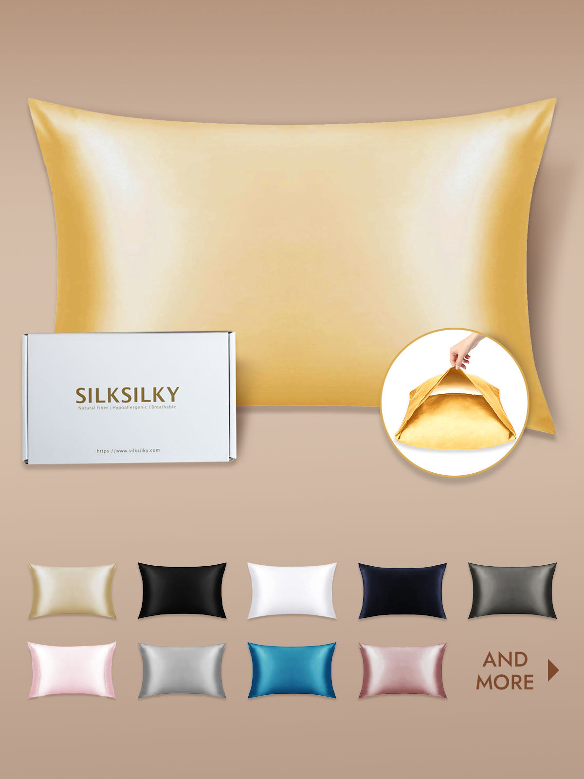 [Champagne] SilkSilky-SE 22Momme Rent Silke Pillowcase 001