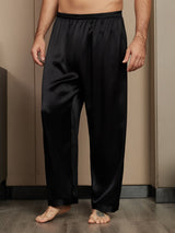 [Svart] SilkSilky-SE Rent Silke Mens Sleep Bottoms 001