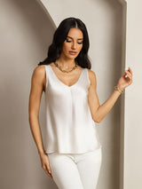 [Ljusgrå] SilkSilky-SE Sleeveless V Neck Cami Toppar 006