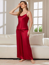 [Vin] SilkSilky-SE Spaghetti Rem V Ringning Camisole Set 004