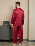 SilkSilky SE Rent Silke Lång Ärm Mens Pajamas Vin 002