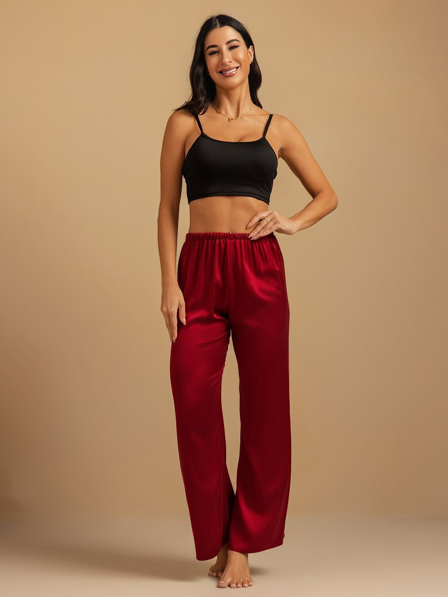 [Vin] SilkSilky-SE 19Momme Silke Womens Sleep Bottoms 009,