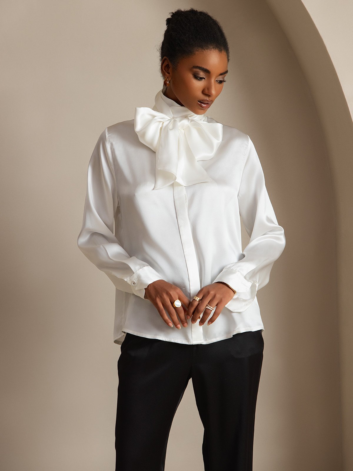 [Vit] SilkSilky-SE 19Momme Silke Womens Shirt 001