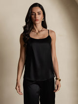 [Svart] SilkSilky-SE Spaghetti Strap Cami Toppar 005