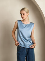 [Gråblå] SilkSilky-SE Sleeveless Round Neck Cami Toppar 003