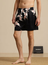 [Svart] SilkSilky-SE 19Momme Mens Sleep Bottoms 001