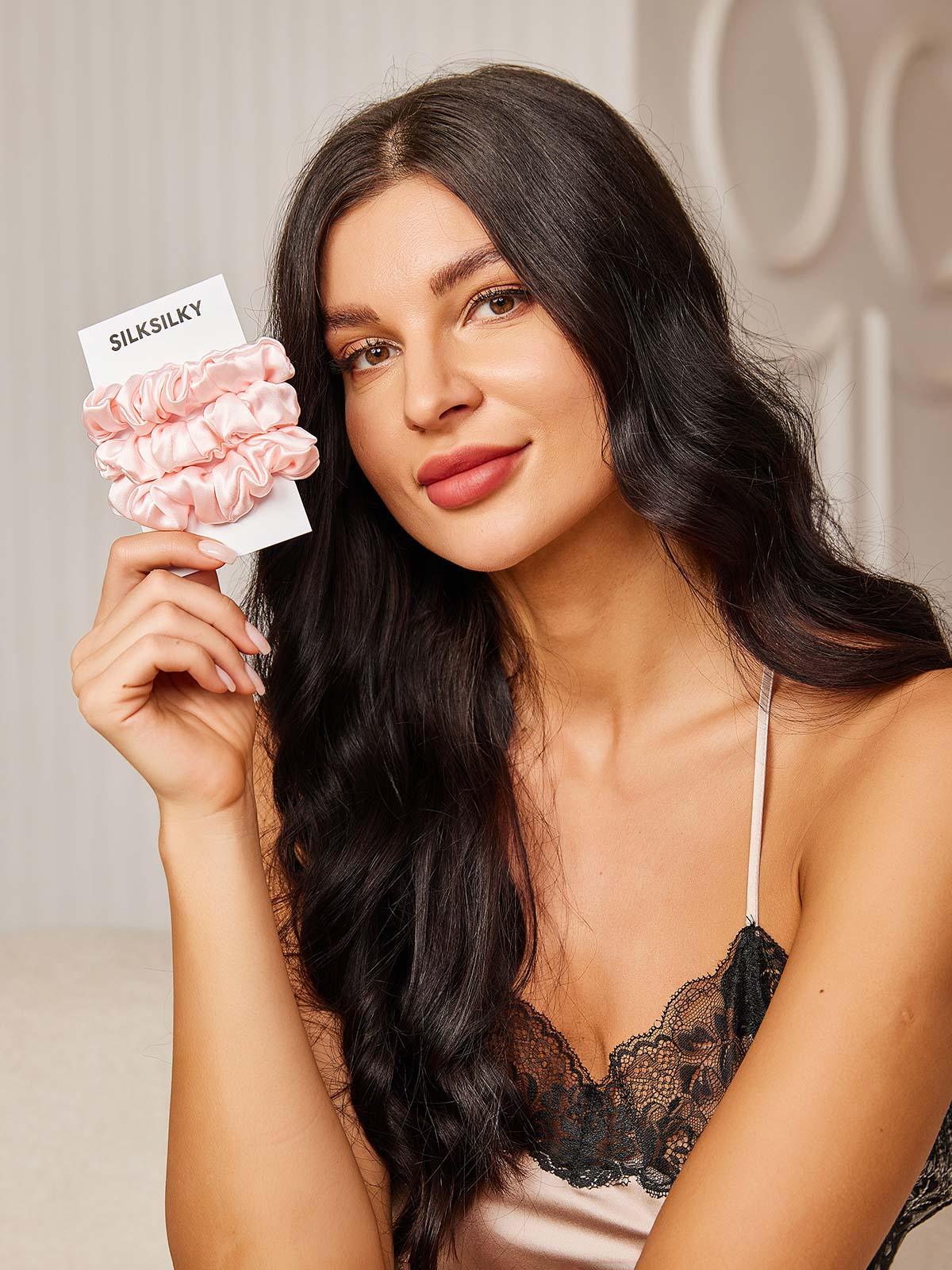 [Ljusrosa] SilkSilky-SE 19Momme Rent Silke Scrunchie 001