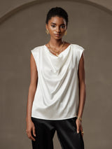[Vit] SilkSilky-SE Kappärm Cowl Neck Dam T-Shirt 001