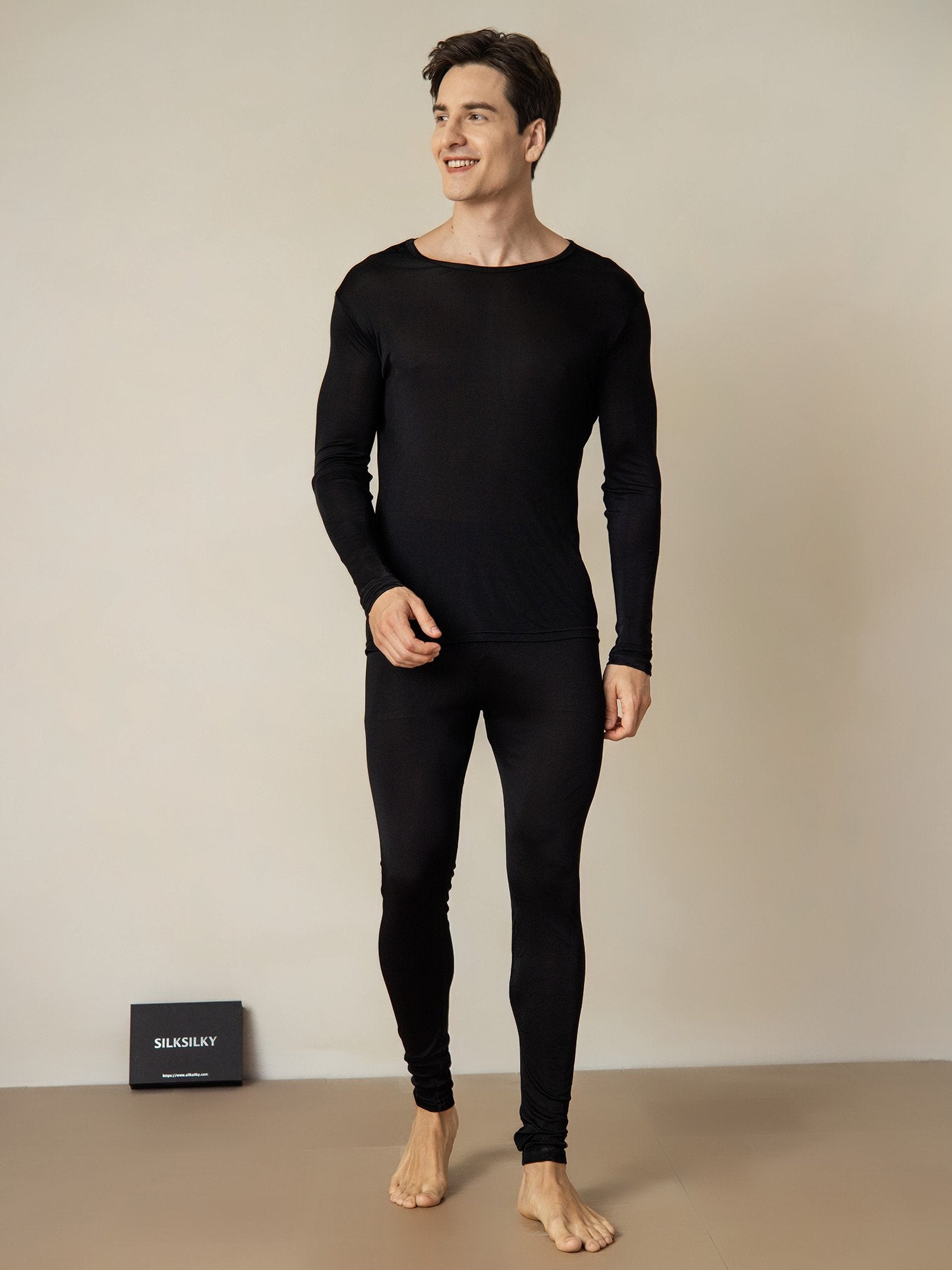 [Svart] SilkSilky-SE Silke Mens Pajamas 003