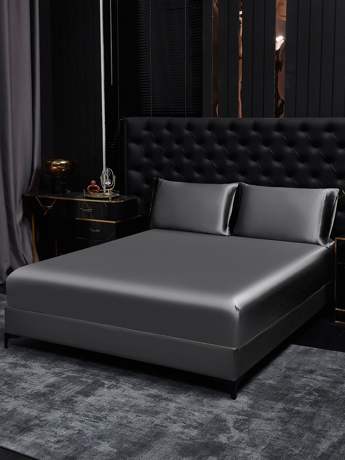 [Mörkgrå] SilkSilky-SE 19Momme Rent Silke Bedding Set 001