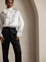 [Svart] SilkSilky-SE 19Momme Silke Womens Pants 003