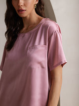 [Blek Mauve] SilkSilky-SE Short Sleeve Round Neck Dam Pyjama 009